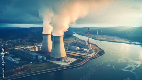 photography view from drone large nuclear power plant.