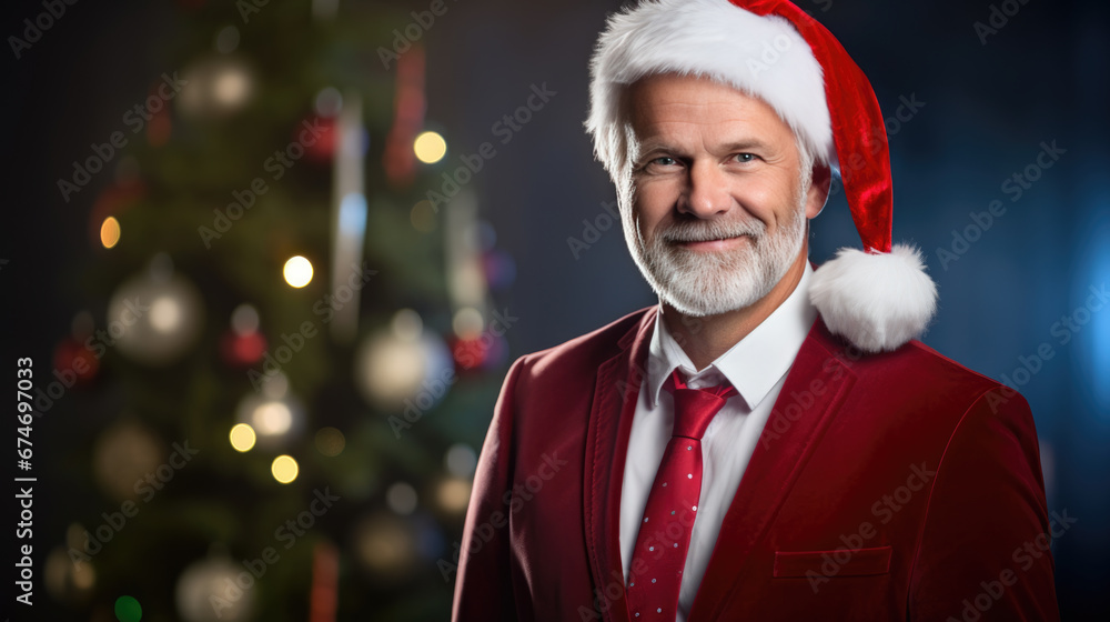 A charming man in suit celebrating Christmas A charming man in suit celebrating Christmas
