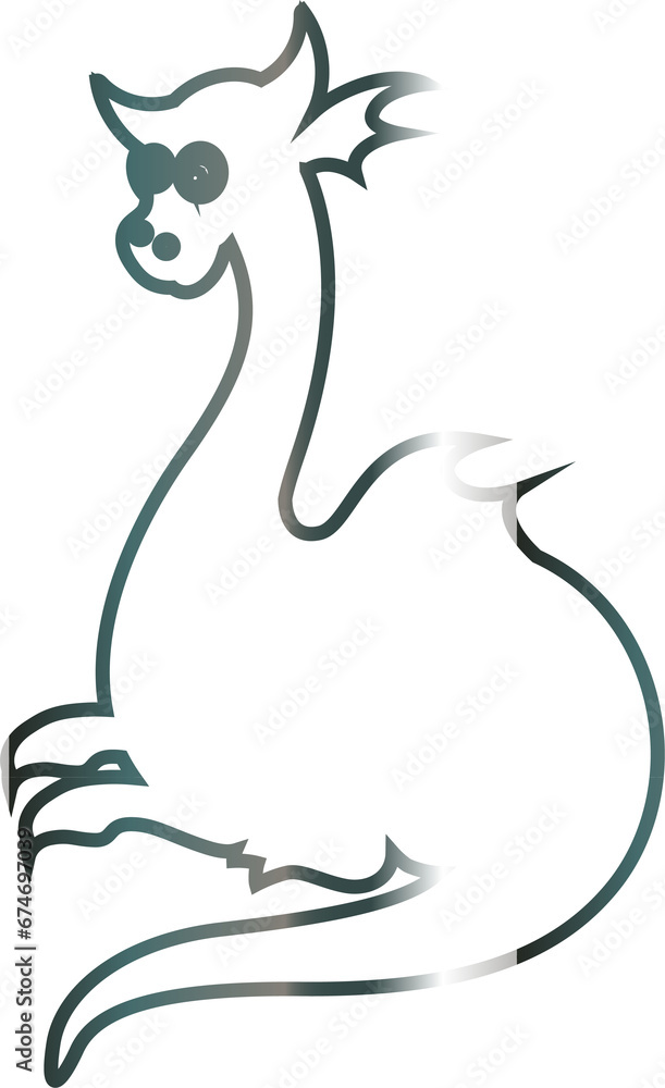 Dragon drawing gradient symbol for decoration and design. Dragon drawing gradient symbol for decoration and design.