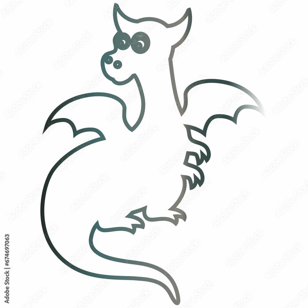 Dragon drawing gradient symbol for decoration and design. Dragon drawing gradient symbol for decoration and design.