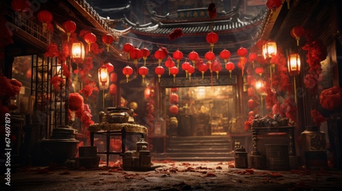 Chinese New Year decorations. Red lanterns
