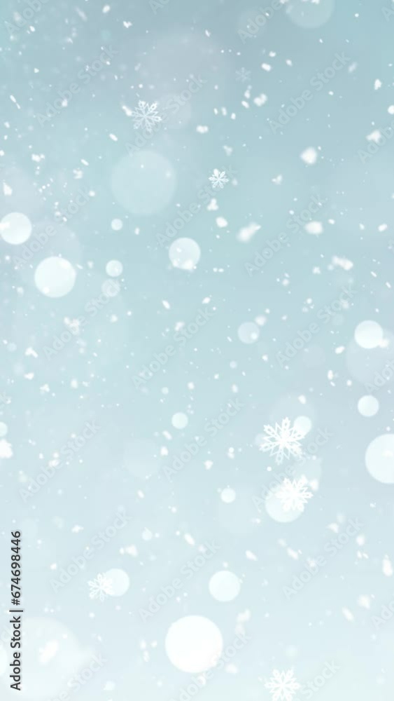 Mobile Vertical Resolution 1080x1920 Pixels, Elegant Christmas Snow and Snowflakes Background with Seamless Loop, Suitable for Christmas, New Year, Winter Promos Mobile Vertical Resolution 1080x1920 Pixels, Elegant Christmas Snow and Snowflakes Background with Seamless Loop, Suitable for Christmas, New Year, Winter Promos