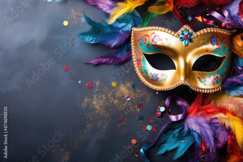 colorful carnival mask with feathers © krissikunterbunt