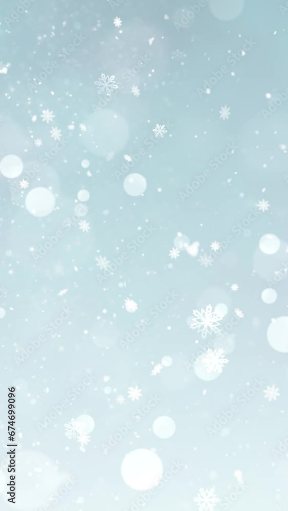 Mobile Vertical Resolution 1080x1920 Pixels, Elegant Christmas Snow and Snowflakes Background with Seamless Loop, Suitable for Christmas, New Year, Winter Promos Mobile Vertical Resolution 1080x1920 Pixels, Elegant Christmas Snow and Snowflakes Background with Seamless Loop, Suitable for Christmas, New Year, Winter Promos