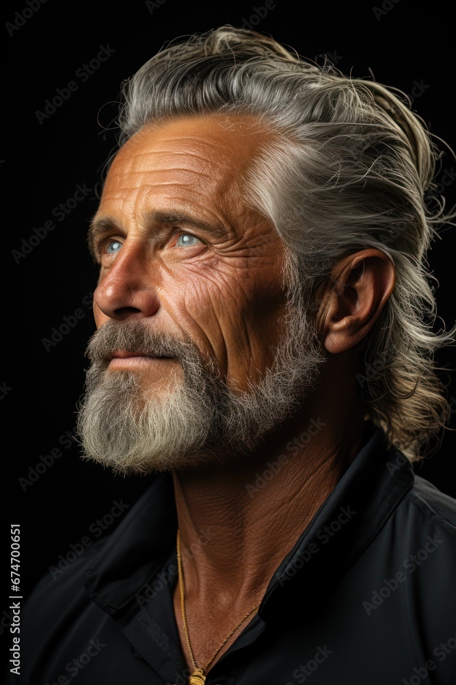 portrait of a handsome man in profile looking up portrait of a handsome man in profile looking up