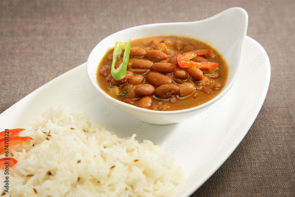 Rice & Rajma or Red kidney Beans, Indian Dish Rice & Rajma or Red kidney Beans, Indian Dish