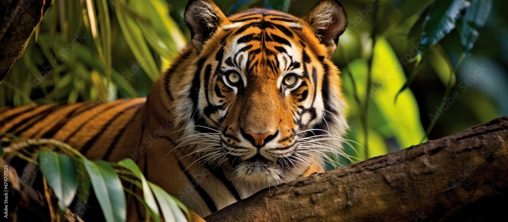 In Bali a city known for its stunning natural beauty a family adopted a domestic cat as their beloved pet while also admiring the grace and power of the majestic tigers found in the local z