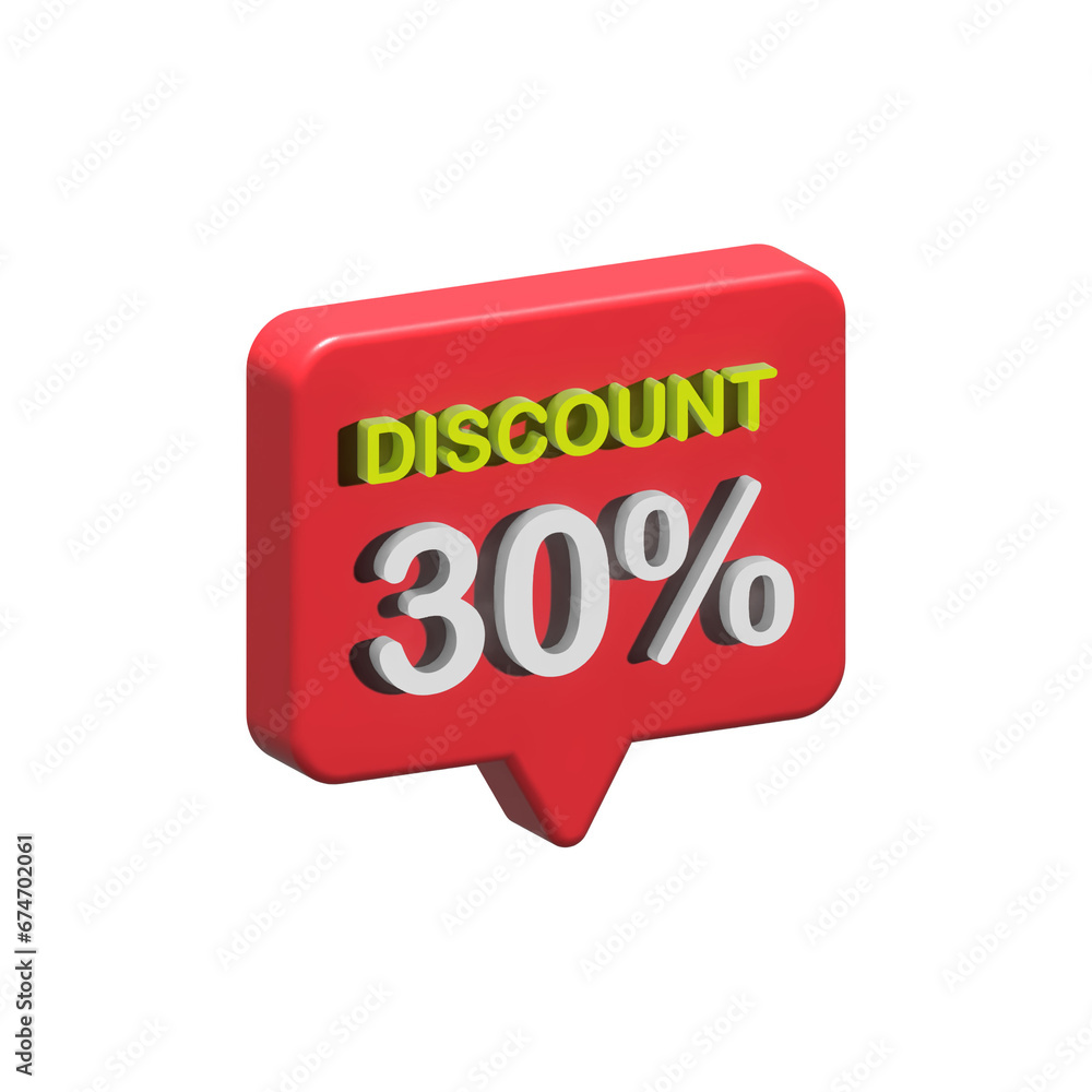 discount 30 percent red bubble 3d icon discount 30 percent red bubble 3d icon