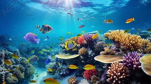 Tropical ocean, coral reefs and variety of colorful tropical fish in the ocean © Birol Dincer 