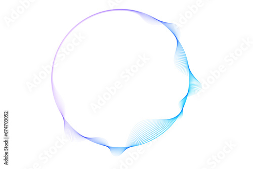 Vector abstract circles lines wavy in round frame colorful blue purple gradient isolated on transparent background with empty space for text