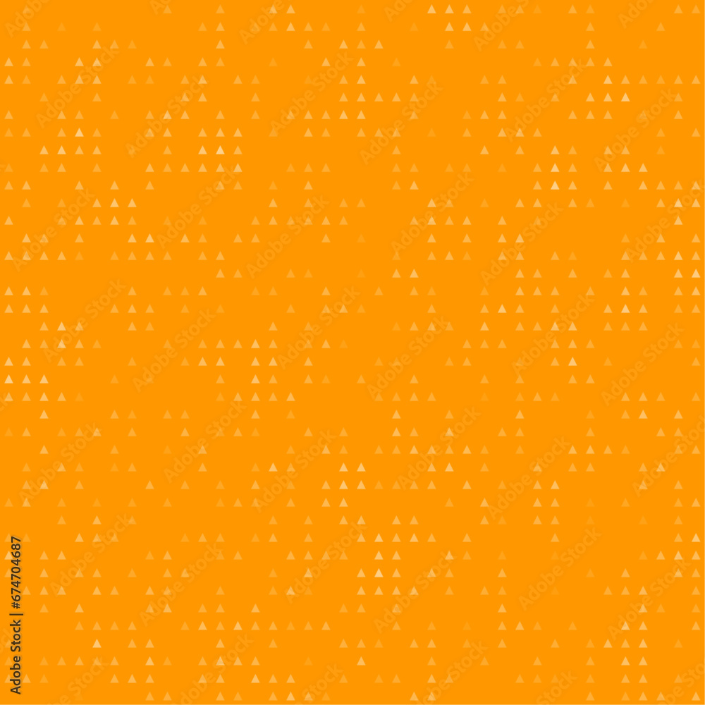Abstract seamless geometric pattern. Mosaic background of white triangles. Evenly spaced small shapes of different color. Vector illustration on orange background Abstract seamless geometric pattern. Mosaic background of white triangles. Evenly spaced small shapes of different color. Vector illustration on orange background