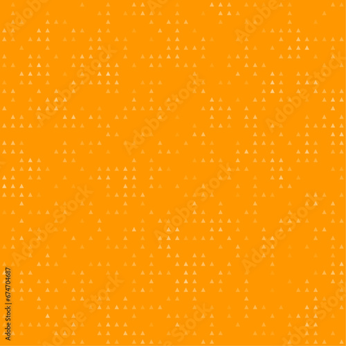 Abstract seamless geometric pattern. Mosaic background of white triangles. Evenly spaced small shapes of different color. Vector illustration on orange background