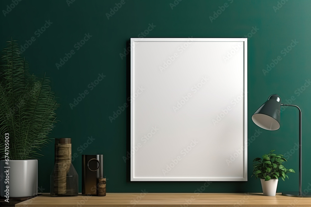 Mock up frame in cozy dark room interior background, 3d render Mock up frame in cozy dark room interior background, 3d render
