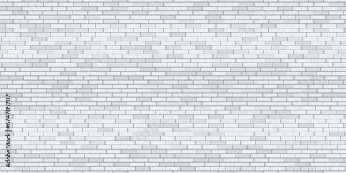 White brick wall, seamless background. Vector illustration