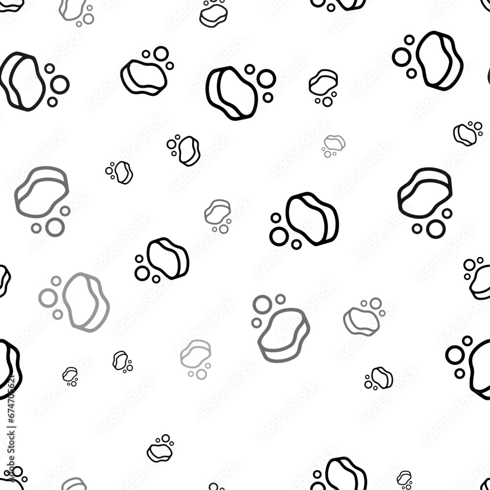 Seamless vector pattern with soap symbols, creating a creative monochrome background with rotated elements. Vector illustration on white background