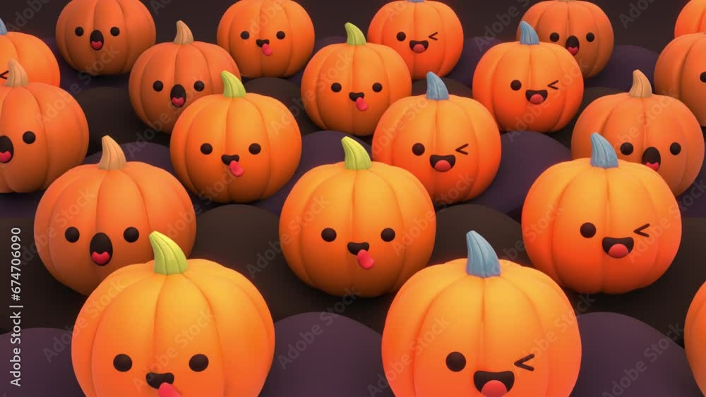 Looped bouncing kawaii pumpkins animation. Looped bouncing kawaii pumpkins animation.