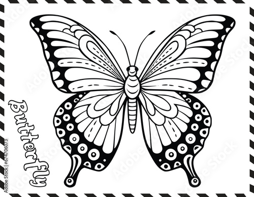 Cute Butterfly Coloring Page Drawing For Kids