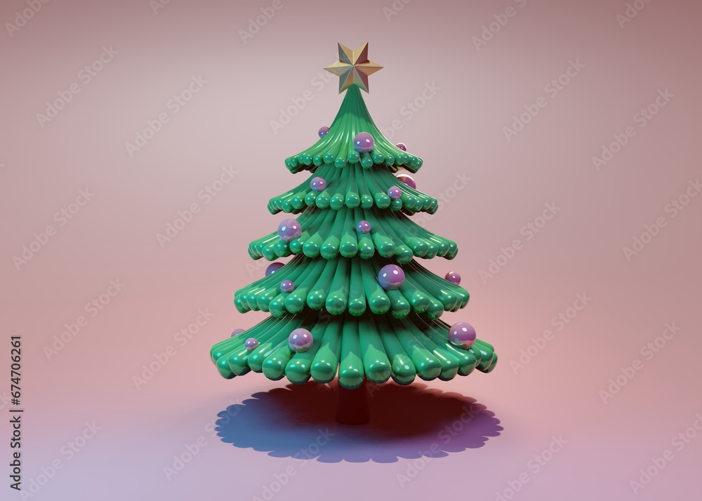 Green 3d Christmas tree with decorations. Elements for Design Christmas card, poster, banner... Green 3d Christmas tree with decorations. Elements for Design Christmas card, poster, banner...