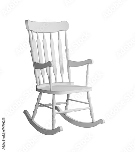 Foto Wooden rocking chair isolated or weathered vintage white rocking chair
