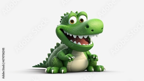 adorable simple alligator clipart white background.Generative AI © sudipdesign