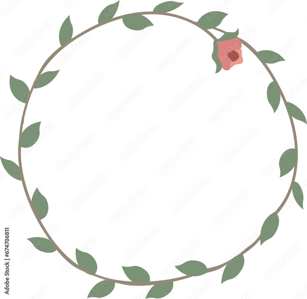 Naklejka premium Circle rose wreath illustration