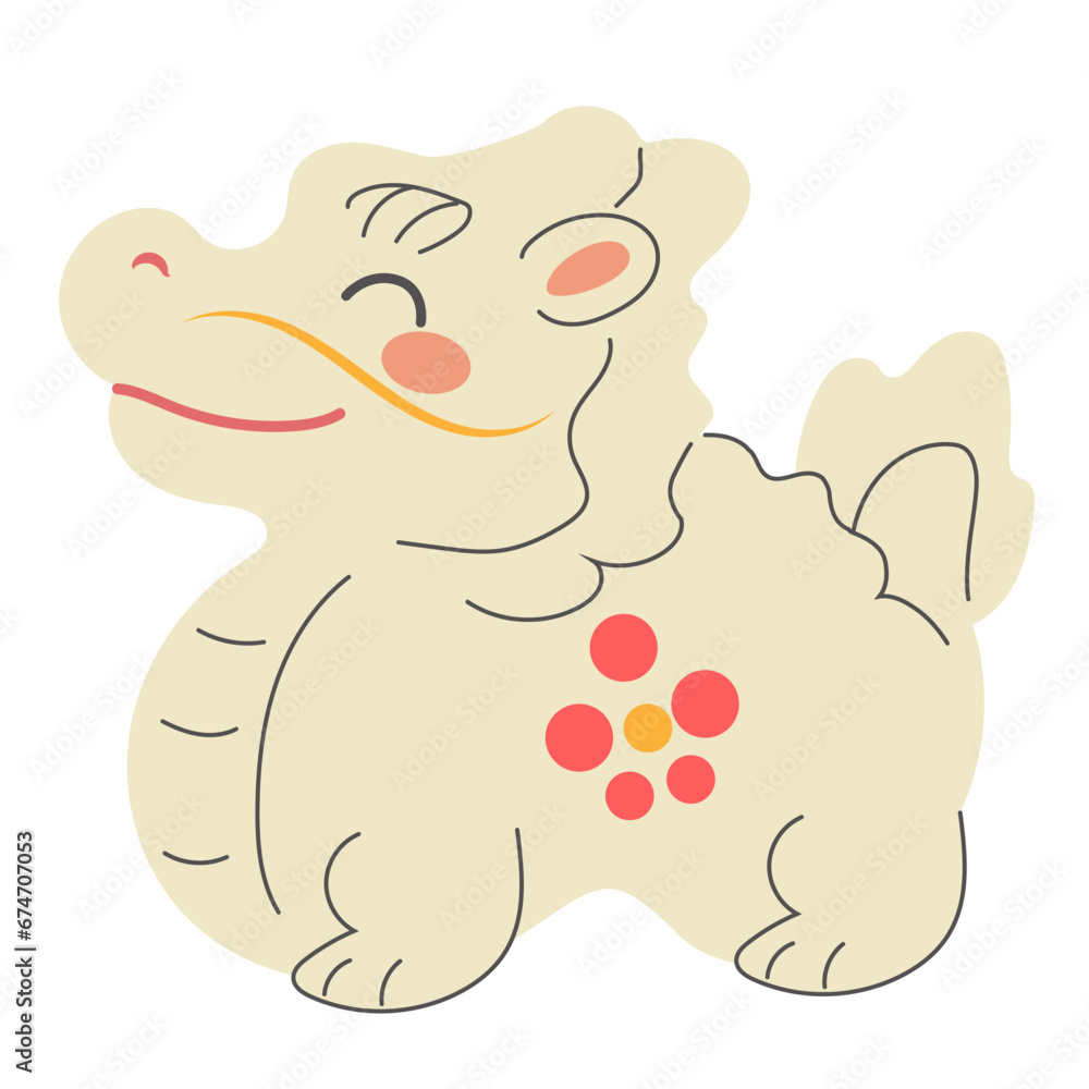 Fototapeta premium Cartoon cute chinese dragon zodiac character vector. Chinese new year 2024 element