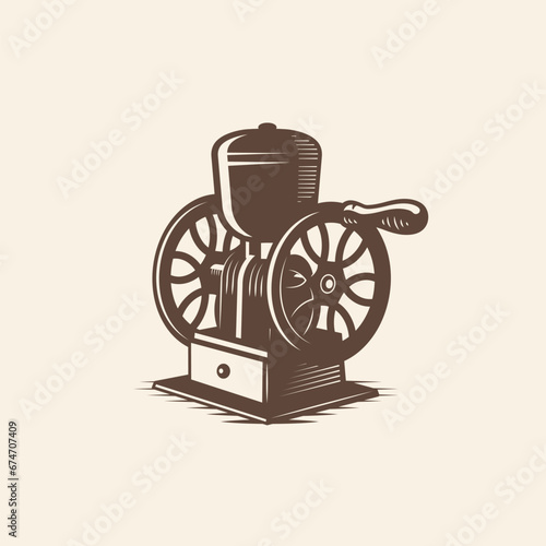 Vintage coffee mill grinder vector illustration