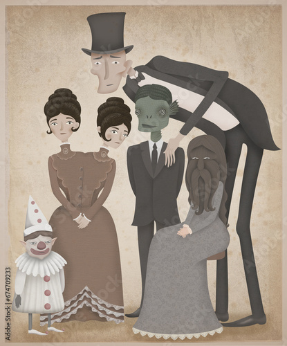 Vintage circus acts illustration