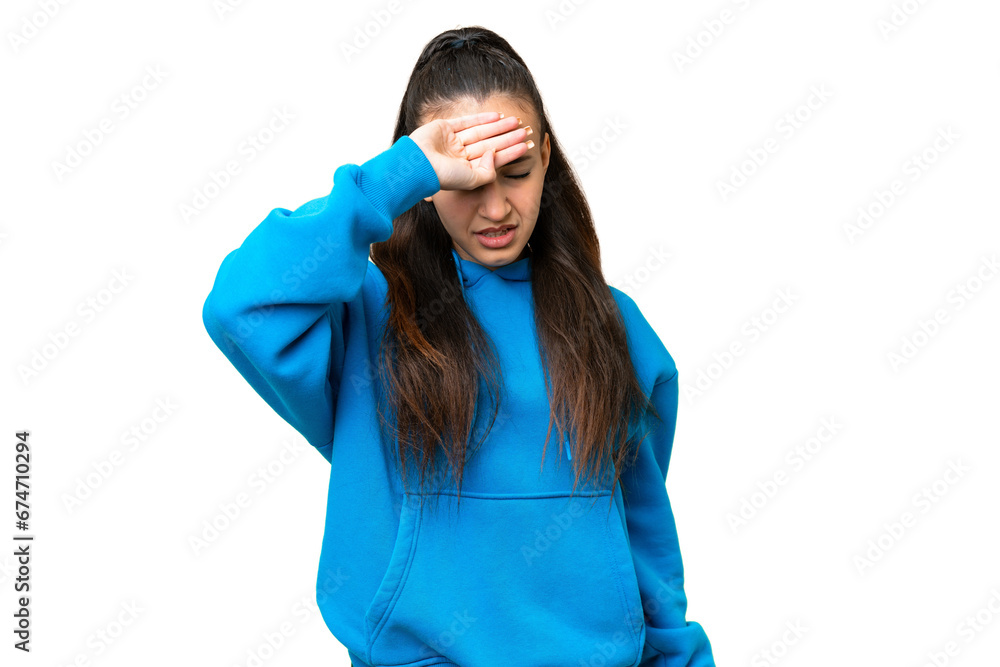 Young Arabian woman over isolated chroma key background with tired and sick expression Young Arabian woman over isolated chroma key background with tired and sick expression