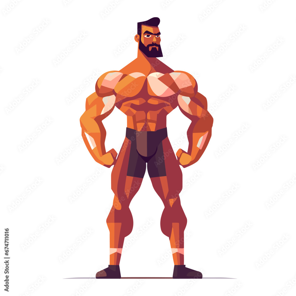 MAN BODY BUILDER MUSCLE FLAT VECTOR ILLUSTRATION MAN BODY BUILDER MUSCLE FLAT VECTOR ILLUSTRATION