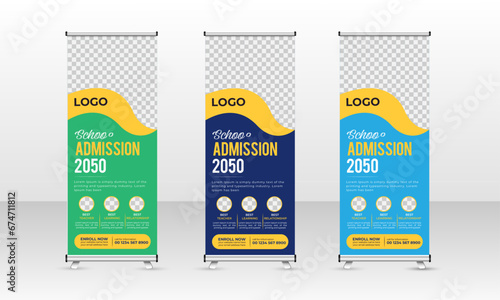 school admission Roll Up Banner study college education kids promotion banner rollup dl flyer rack card template design

