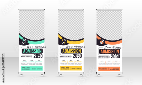 school admission Roll Up Banner study college education kids promotion banner rollup dl flyer rack card template design
