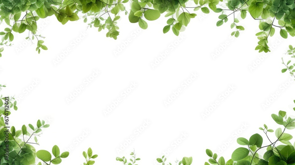 plant frame tree floral top view illustration green background, nature foliage, tropical forest plant frame tree floral top view