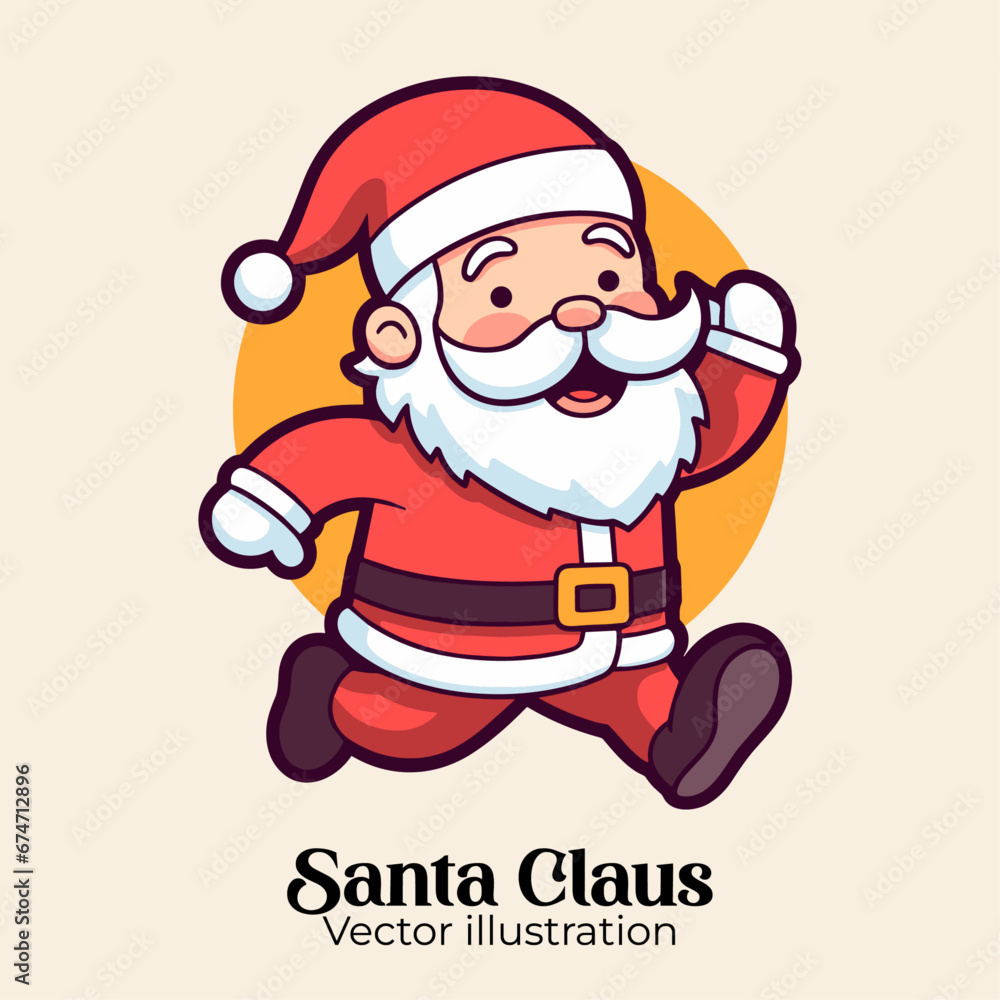 Flat Style Isolated Cartoon Cute Santa Claus. Vector Illustration for a Merry Christmas Flat Style Isolated Cartoon Cute Santa Claus. Vector Illustration for a Merry Christmas