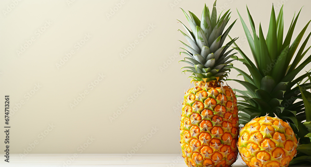 Portrait of pineapple. Ideal for your designs, banners or advertising graphics. Portrait of pineapple. Ideal for your designs, banners or advertising graphics.