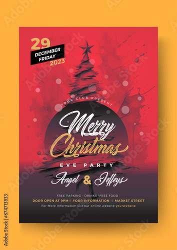 Merry Christmas party flyer.Merry Christmas social media post, Merry Christmas New Year flyer (ID: 674713833)