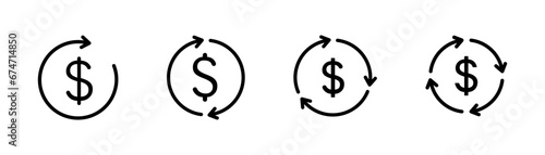Money return icon. Cashback, chargeback, money back icons collection. Money back refund vector icon