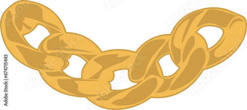 Cartoon Isolated Illustration Vector Of A Gold Cuban Link Necklace Chain