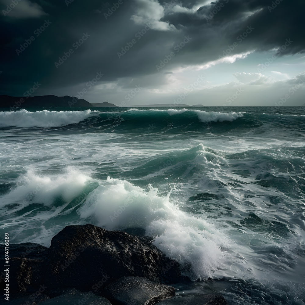 Stormy waves on the Atlantic Ocean in Tenerife, Canary Islands, Spain