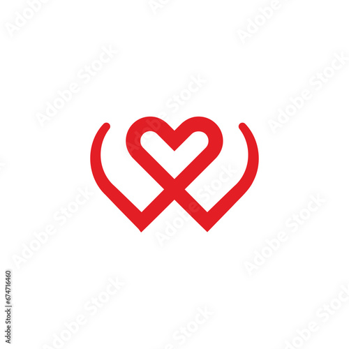 creative letter W love heart valentine dating logo design