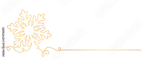 Snowflake line art with golden color vector illustration