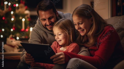 Family calls relatives via video chat on Christmas Eve
