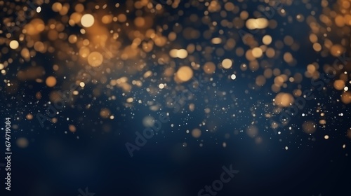 glitter vintage lights background. gold, silver, blue and black. de-focused, Christmas Background, generative ai