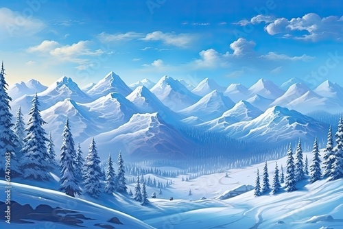 Snow capped mountain range panorama, Christmas New Year image © Ingenious Buddy 