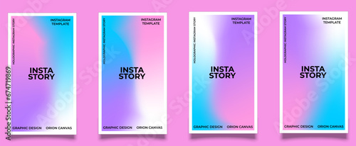 Instagram story template. Beautiful modern art poster cover design. Invitation, greeting card or post template with gradient. Set of wavy light blue, purple and pink gradient layout wallpaper. Ep 10 photo