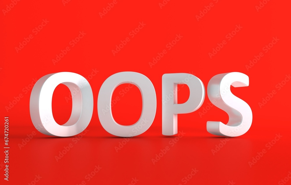 Oops 3d text background. Problem concept. The word oops in 3d. Oops 3d text background. Problem concept. The word oops in 3d.