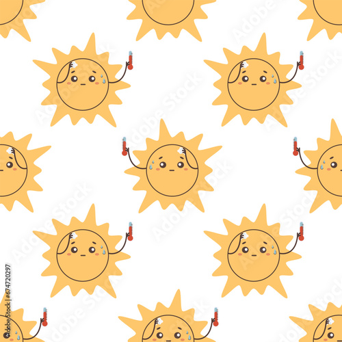 pattern seamless hot sun hot sun character