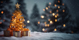 Prachtvoller Weihnachtsbaum erstrahlt in winterlicher Landschaft