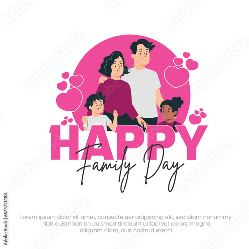 Happy Family Day Vector Template. Happy family Modern design artwork. Living happily together