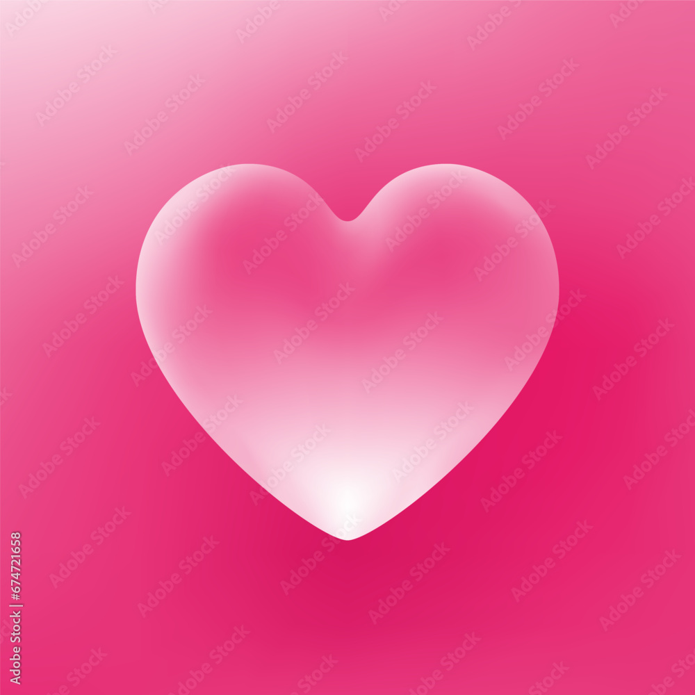Heart love white pink gradient soft color 3d icon realistic vector illustration